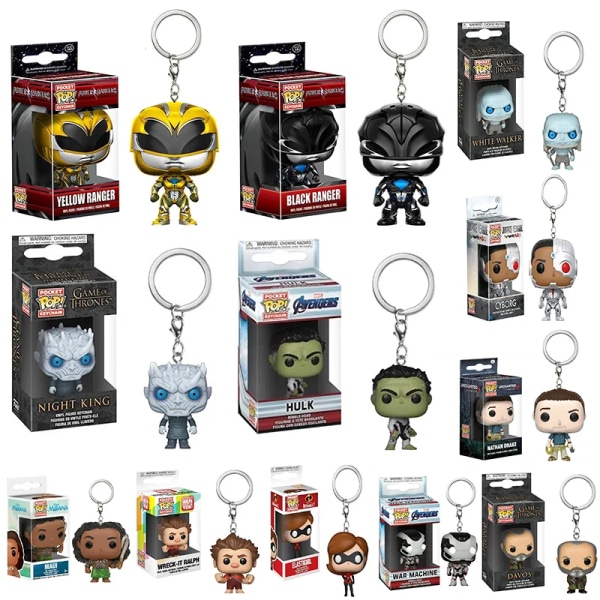 FUNKO POP Nyckelring Game of Throne HULK Night King YELLOW RANGER BoB BOSS DAVOS Karaktärsmodell Actionfigur Leksaker för Barn Present C