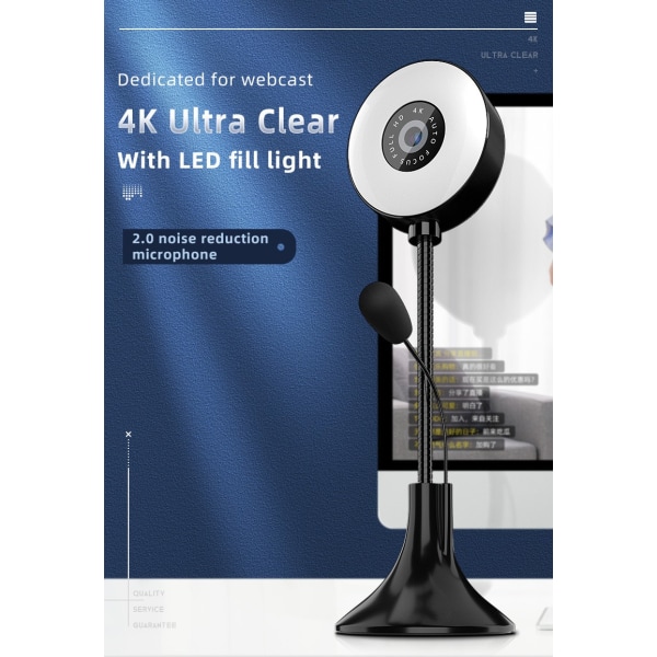 Streaming webcam med mikrofon, USB 3.0, 1080P Full HD CMOS-kamera, til pc-bærbar