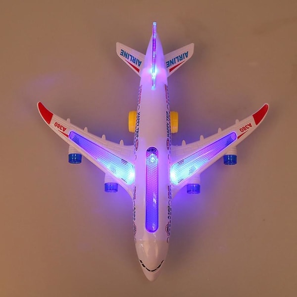 Sähkölentokone musiikilla ja valoilla Äänilelu Lentokone A380 - Kevyt matkustajalentokone lelu[mo]