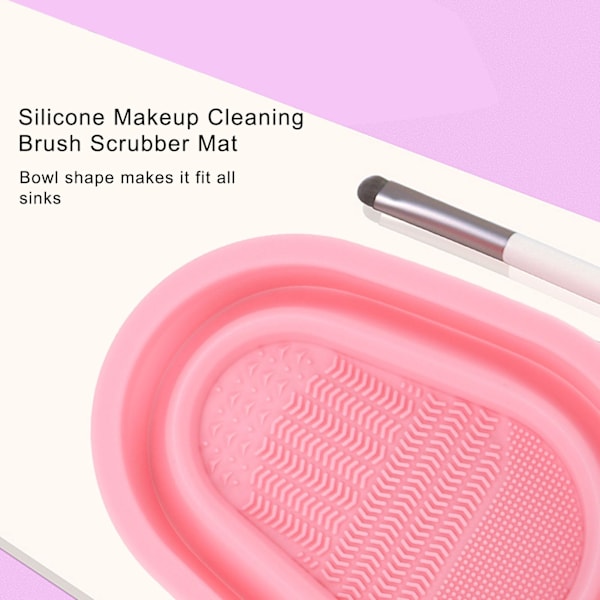 3 stk. Silikone Makeup Rensebørste Skrubber Måtte Bærbar Foldbar Makeup Børste Rengøringsskål Pink