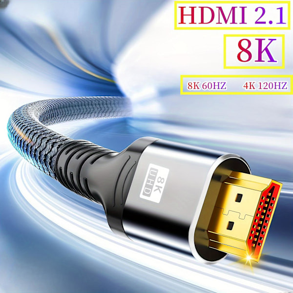 8K HDMI-kompatibel kabel HDMI 2.1 8K@60Hz Ultra Digital HD UHD hög kvalitet flätad för bärbar dator PS4 PS5 TV-projektorer