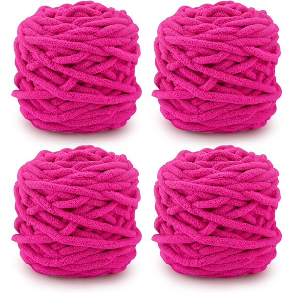 Stickgarn 4x Stickgarn för Virkning, Mjukt Chunky Garn för Garnprojekt rose red