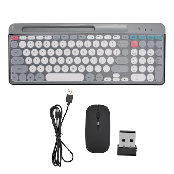 Tangentbord och musuppsättning Dubbelt läge Trådlöst Bluetooth-tangentbord Mus Vintage Runda tangentbord Tangentbord och mus för speltyp