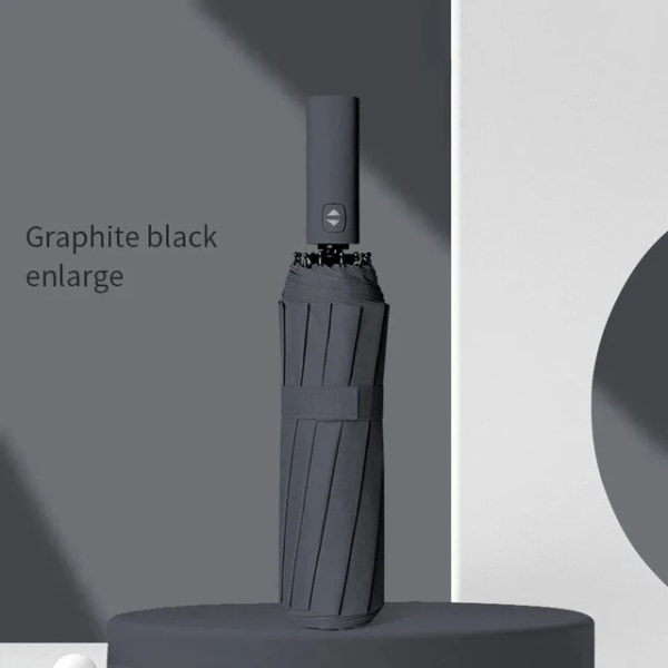 Xiaomi 12 Bone Solid farge Automatisk paraply Lys Sammenleggbar Stor størrelse solskjerm UV-beskyttelse black