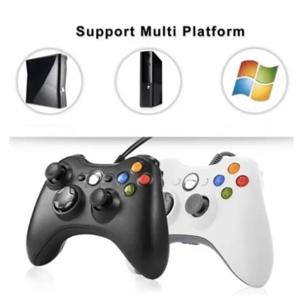 Kablet spillkontroller for Xbox 360 Universal Vibrasjon Kablet Joystick Spillkontroller for Android for PC Svart