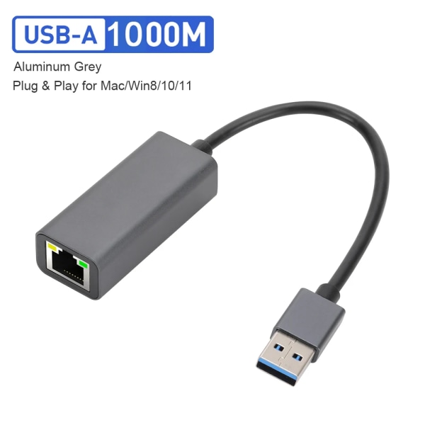 2500 Mbps USB C til Ethernet-adapter USB Lan RJ45 nettverkskort for bærbar PC Xiaomi Mi Box S Nintendo Switch PC Aluminium Gigabit 1000Mbps USB A