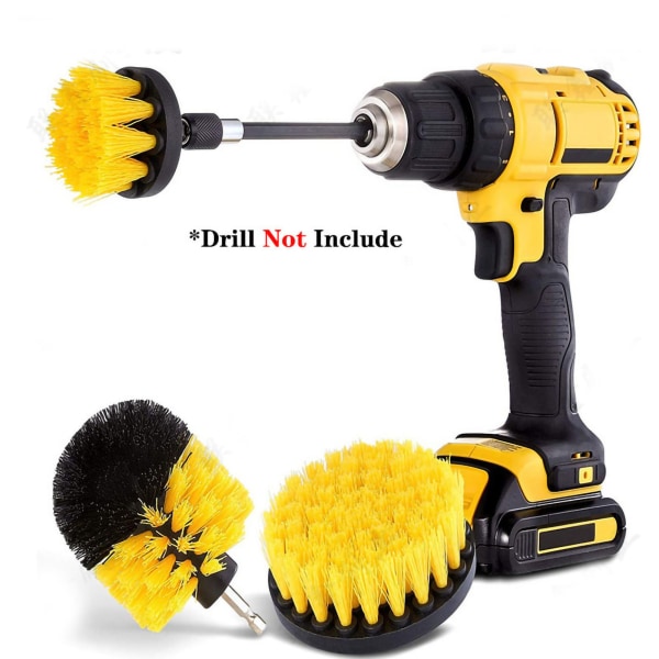 Electric Drill Brush Head Labor Saving Efficient Drill Brush Attachment Set for Kitchen Bathroom Yellow 4 Piece Set