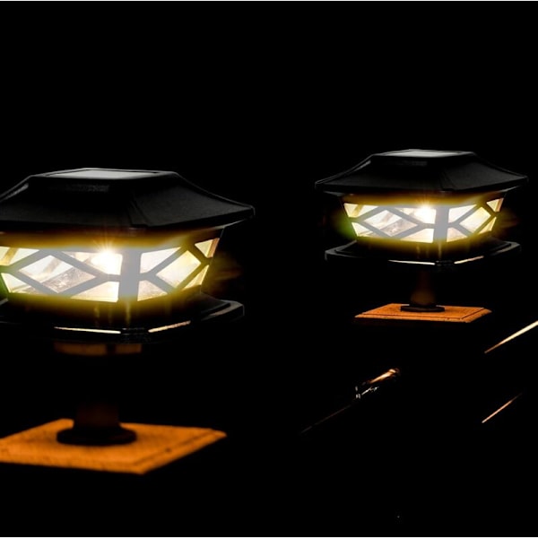 2 stycken utomhus solcellslampor för hattstolpar LED LED LED LED LED FLOW SOLAR SOLAR SOLAR SOLUS (svart)
