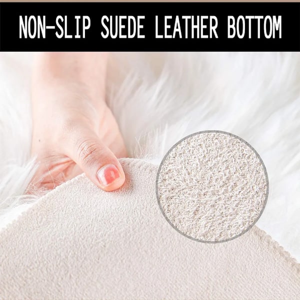 Faux Pels Stolhynde Langhårede Tæpper til Soveværelse Sofa Gulv Boligindretning Tæpper Legetæppe til Børn (Hvid, 30cm Rund)