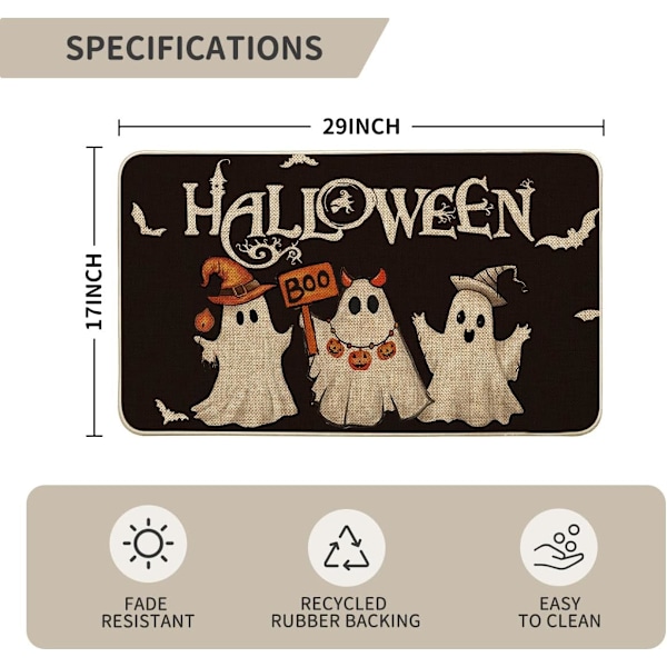 Artoid Mode Ghost Pumpkin Bat Musta Halloween-ovi Matto ja Keittiömatot 2 kpl