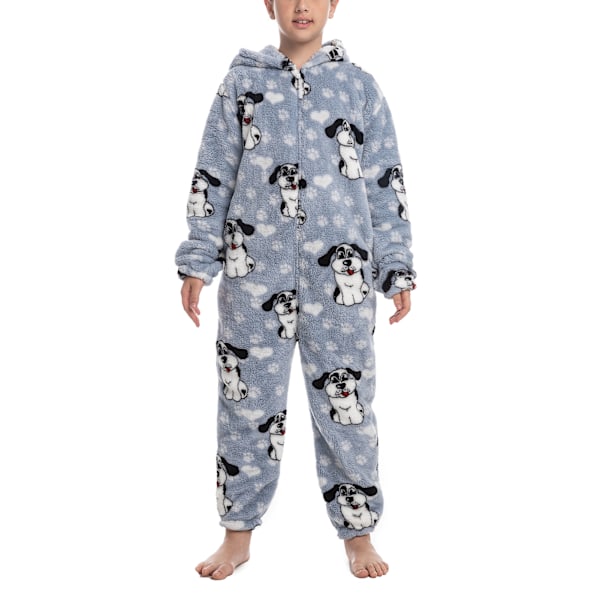 Barn Onesie Pyjamas Sött Mönster Tryck Dragkedja Unisex Mjuk med Huva För Vinter Höst Typ 2