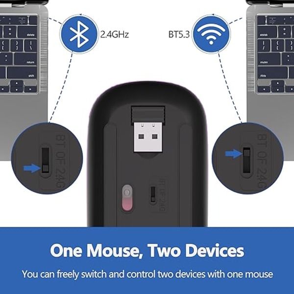 Ladattava langaton hiiri, 7-värinen taustavalaistu hiiri, jossa mini 2,4 GHz:n USB-vastaanotin, pelihiiri