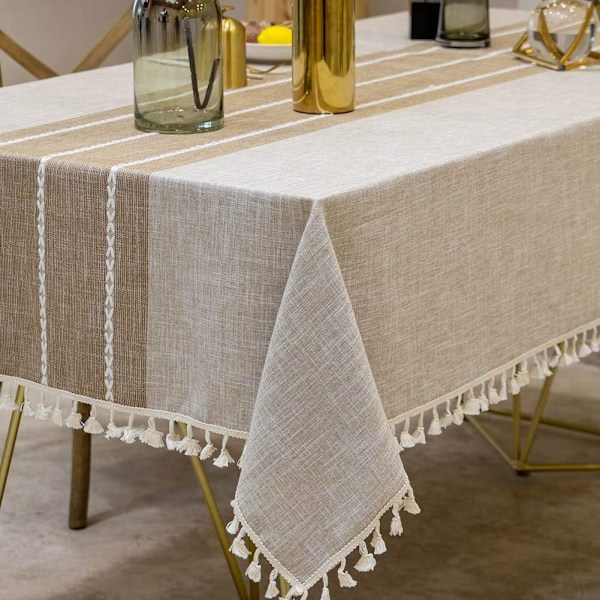 Duk, 140 x 220 cm Vanntett Duk, Rynkefri og Slitesterk i Lin, Rustikk Dukdekorasjon for Kjøkken Spiseområde Jul