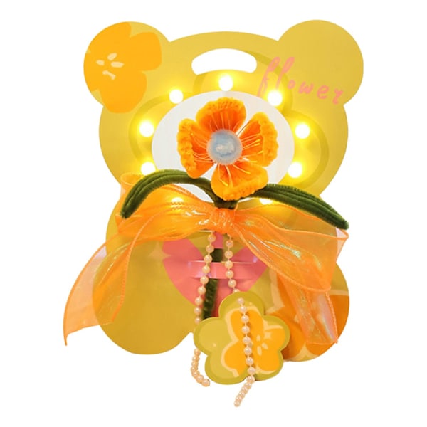 DIY Handcrafted Flower Ornament with LED Light Battery Operated Decorative Light Glowing Artificial