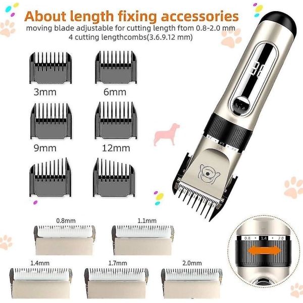 Kompatibel Pet Hair Trimmer Clipper Hund Katze Hund Clipper Pet Hair Clipper Wiederaufladbarer Haarschneider Pet Razor Hund Trimmer Kit mit 6 Kämmen