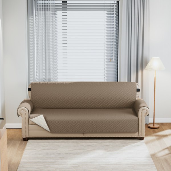 Vattentätt og halkfritt soffskydd med elastisk bånd Tvättbart soffskydd Gråbrun Small Recliner Sofa Cover