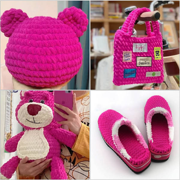 Stickgarn 4x Stickgarn för Virkning, Mjukt Chunky Garn för Garnprojekt rose red