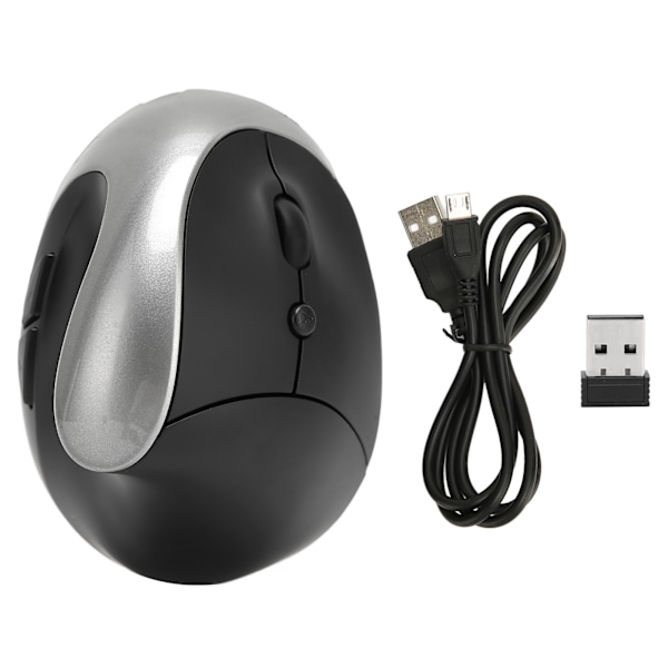 2.4G Wireless Vertical Mouse 6 Keys Ergonomic Rechargeable Three Speed Dpi Adjustable Plug and Play Office Mouse Grey