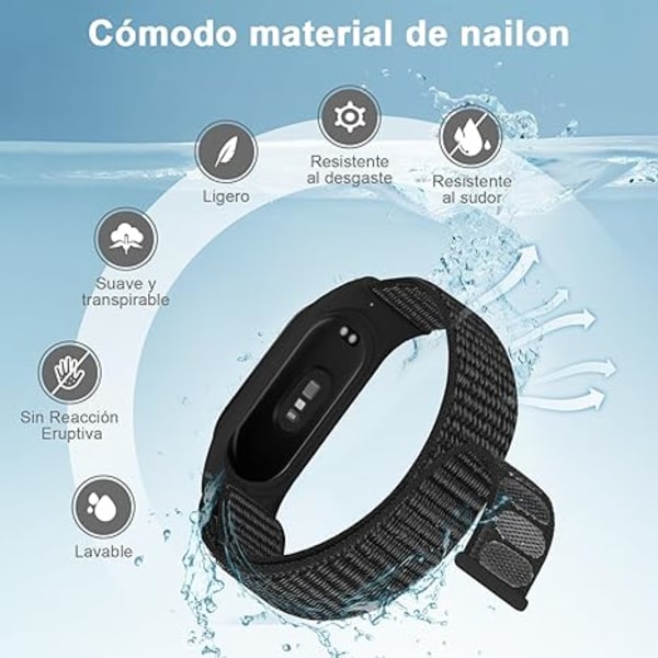 Rem for Xiaomi Band 7/6/5/Amazfit Band 5, 2-pak pustende nylon sports sololøkke erstatningsarmbånd