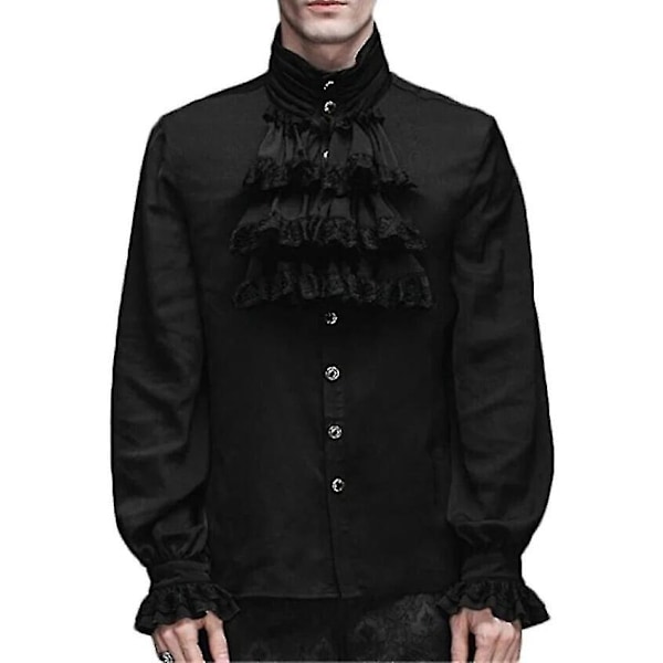 Herr Barn Steampunk Trenchcoat/Skjorta Vintage Prins Överrock Medeltida Renässans Jacka Viktoriansk Edwardiansk Cosplay Kostym-WELLNGS svart Skjorta black Shirt S
