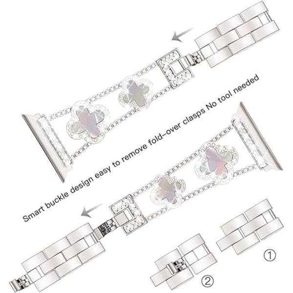 Remmer kompatibel med Apple Watch-remmer 38mm 40mm 41mm Serie 9 8 7 6 5 4 3 2 1, Sparkle Diamond-remmer, søte dressy iWatch-remmer.