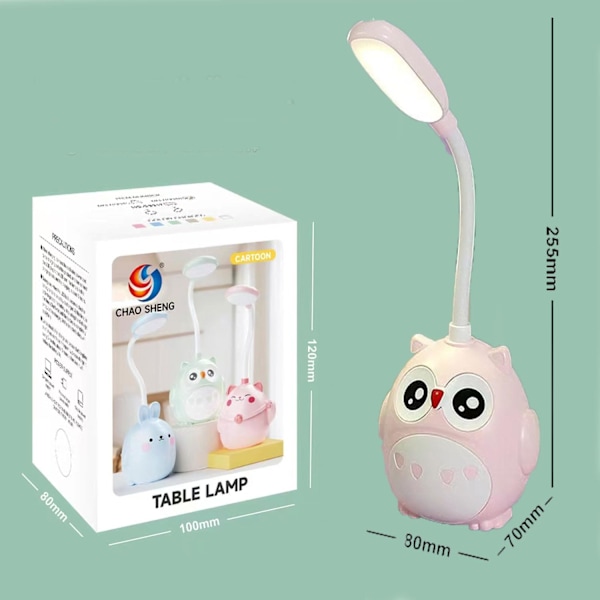 Sød Rosa Mini Ugle Natlampe, USB Opladbar, Foldbar til Børneværelse Rosa Rosa Rosa
