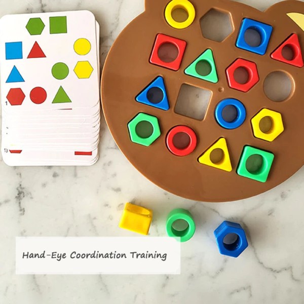 Barn Matchande pusselleksaker Färger Geometrisk form Jigsaw Brädspel Tidiga pedagogiska interaktionsleksaker för barn Kampspel B with box