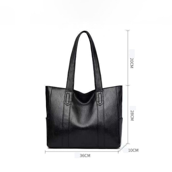 Vintage Handväska PU Läder Väska SVART Black