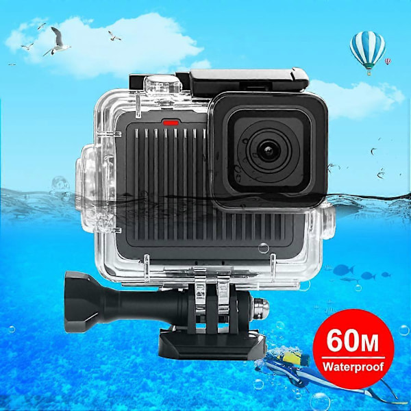For GoPro HERO 4K 2024 PULUZ 60m/196ft Vanntett Beskyttelseshus med Spenne, Basefeste & Skrue (Transparent)