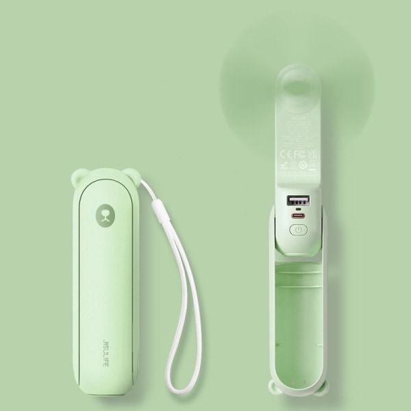 Pocket Fan, Portable Mini Fan, USB Uppladdningsbart batteri green