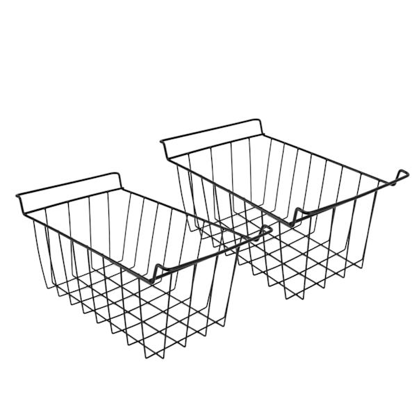 2 stk. frysertråd opbevaringskurv PE-belagt hængende stativ organizer bin sort til køleskabshylder L 42,5 cm x B 24,5 cm x H 20 cm