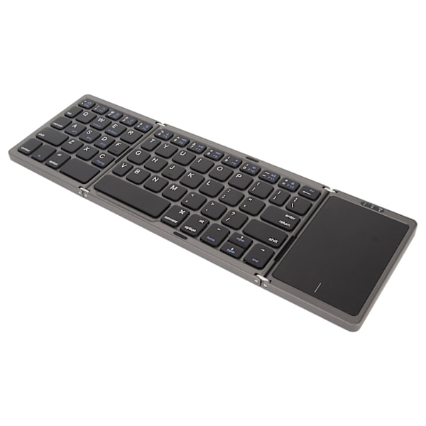 3 Folds Trådløst Tastatur med Touchpad Foldbart Tastatur til Tablet PC Smartphone Indbygget Batteri B089T Grå Sort