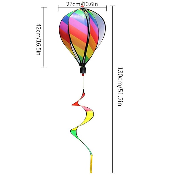 Unik varmluftballon vindmølle Geometrisk 3D roterende vindmølle Twister Hængende vindfangere Farverige havehave dekoration