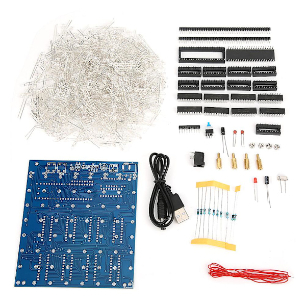 DIY Handgjord 3D LED-ljus fyrkantig sats - Blå röd 8x8x8 kub för heminredning