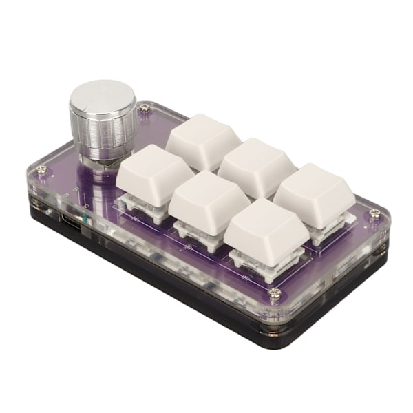 6-tasters mini tastatur med knap RGB lyseblå switch kablet forbindelse plug and play DIY programmerbar enhånds mekanisk tastatur transparent lilla