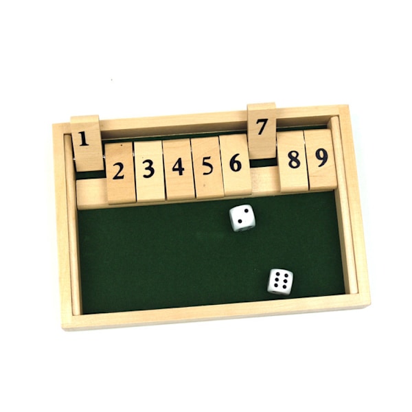 Træ Shut The Box 9 Tal Terningespil Bræt med 2 Træterninger