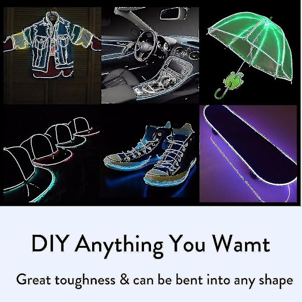 LED Neon Trådkabel Juldansfest DIY Kostymer Kläder Lysande Billjus Dekoration Kläder Boll Rave 1m/3m/5m X[GKS]