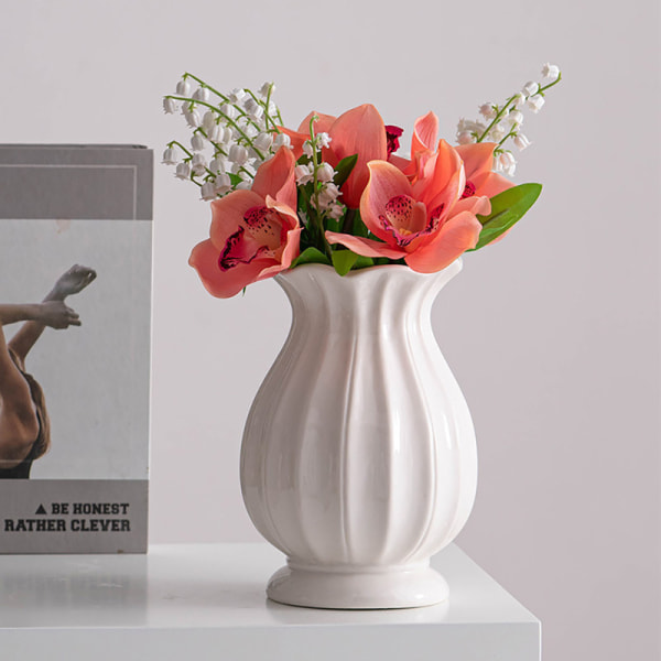 Vas design för blommor handgjorda, vit 11.5*13*19.5cm