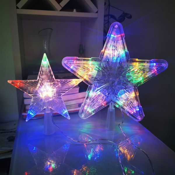 Set med 2 julgransstjärnor, julgransdekoration 30 LED stjärnljus batteridriven julgranstopper julgransprydnad glimtstjärna ljuslyktor