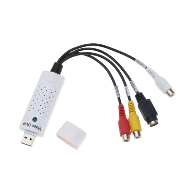 USB 2.0 till AV Video Capture Adapter Converter Enklare Cap USB Audio Video Capture Device Video TV DVD VHS DVR för Win10 white