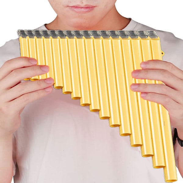 Flöjt 18 rør Panfløjte Musikinstrument Taske til begyndere yellow