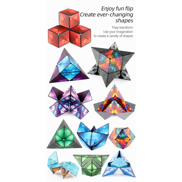 3D Magic Cube Pusselleksaker lahja Shashibo Shape Shifting -laatikko D