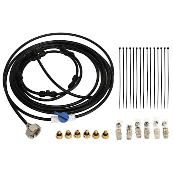 Fan Misting Kit with 3/4 Adapter 19.7ft Hose 6 Nozzles for Cooling Outdoor Patio Garden Greenhouse Breeze US Standard Thread