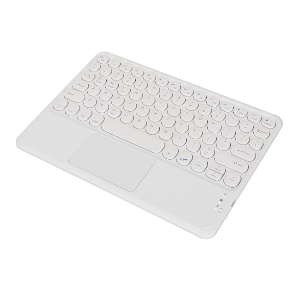 Trådløst Bluetooth-tastatur med runde taster, ergonomisk design, smart touch, ultratyndt, hvidt, 10 tommer