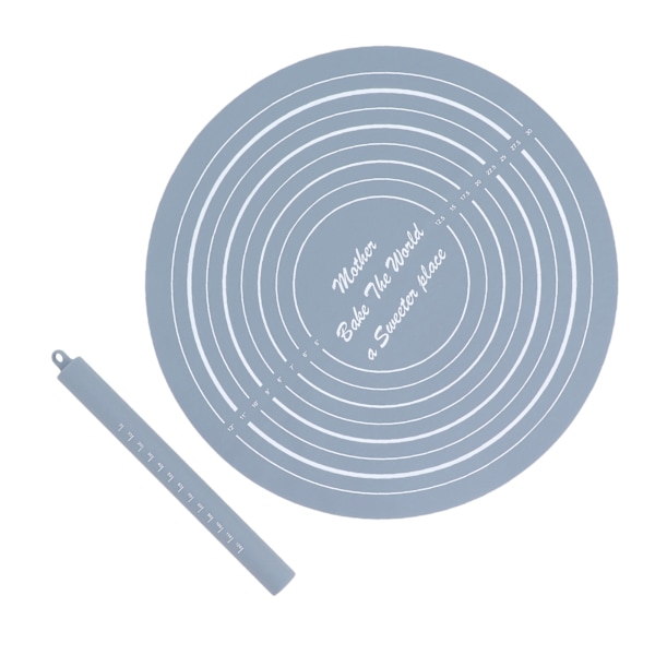 Taikinalevy ja kaulimeen setti mitta-asteikolla, silikoninen kaulin, tarttumaton jauhopinta kotikäyttöön, keittiöön, jälkiruokakauppaan, harmaa
