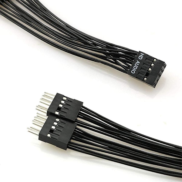 Motherboard HD Audio Forlængerkabel 9Pin 1 Hun til 2 Han Y Splitter Kabel Sort til PC DIY 10cm, 2 Pak