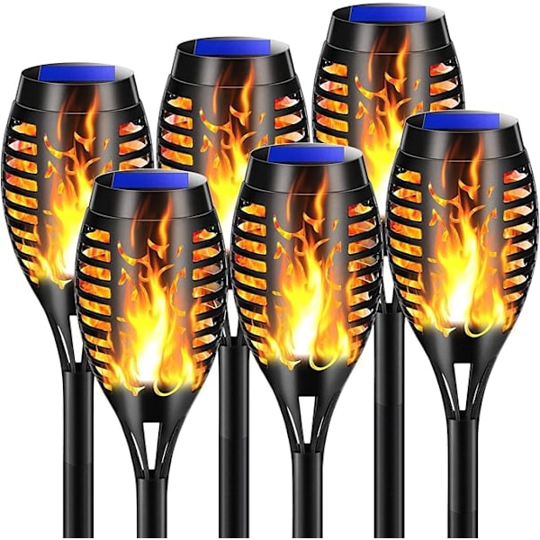 6-pak udendørs solcellelamper, udendørs solcellelamper med realistisk dynamisk flamme - solcellelamper til interiør, stier [Energiklasse G]-AD10--O-