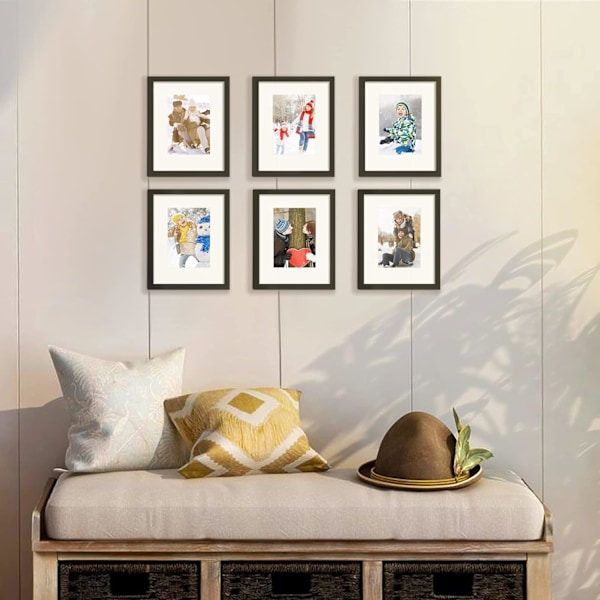 upsimples 8x10 Bildram, Visa Bilder 5x7 med Passepartout eller 8x10 Utan Passepartout, Väggmonterad Fotoram, Svart, 1-pack