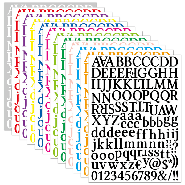 12 ark alfabet nummer klistermärken klippbok roliga bokstäver klistermärken vattentäta klistermärken för gör-det-själv-hantverk B