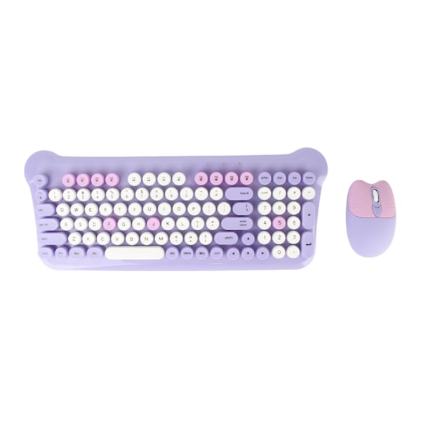 Wireless Keyboard and Mouse 2.4Ghz Connection Cute Keyboard Mouse Set for Windows 98 7 8 10 11 PC Laptop Purple